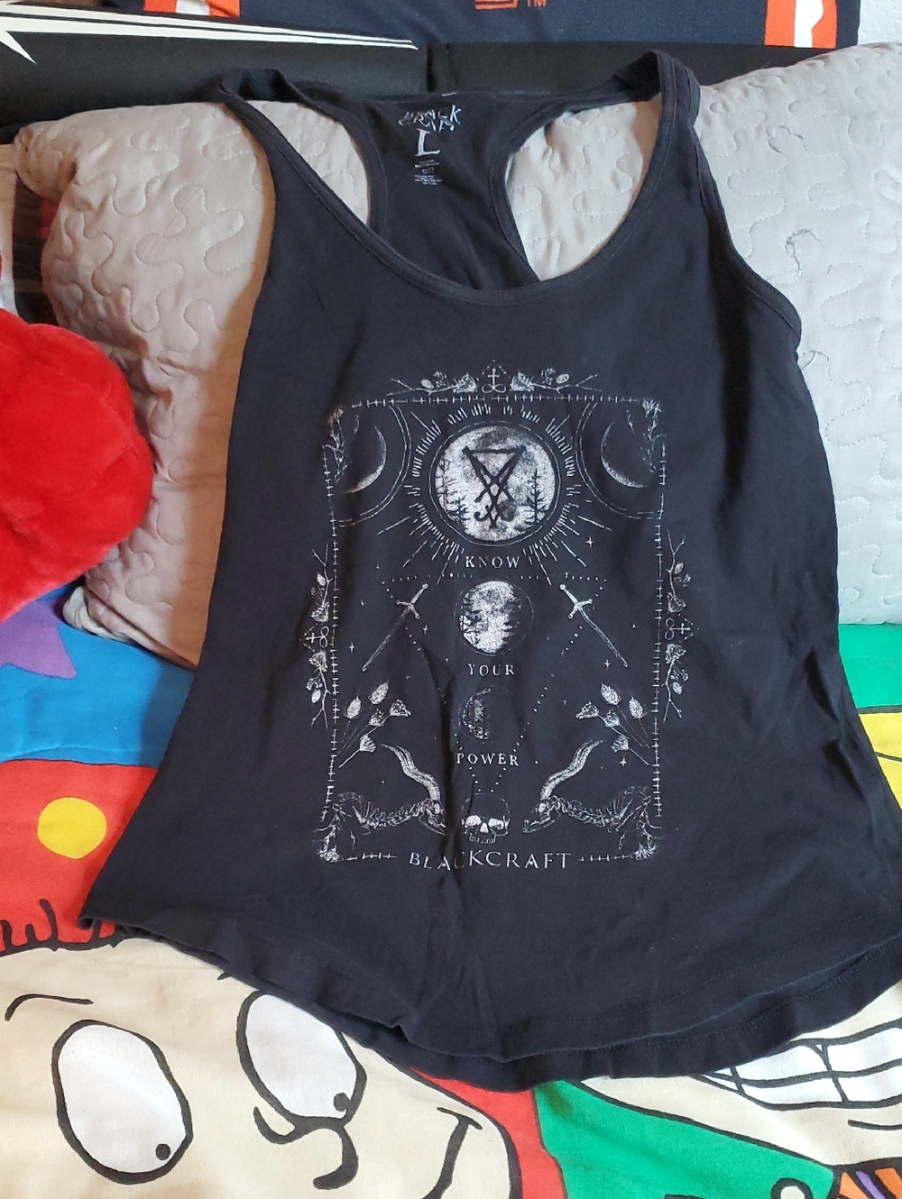 Craft Black Graphic Racerback Tank Top with White Occult Print
